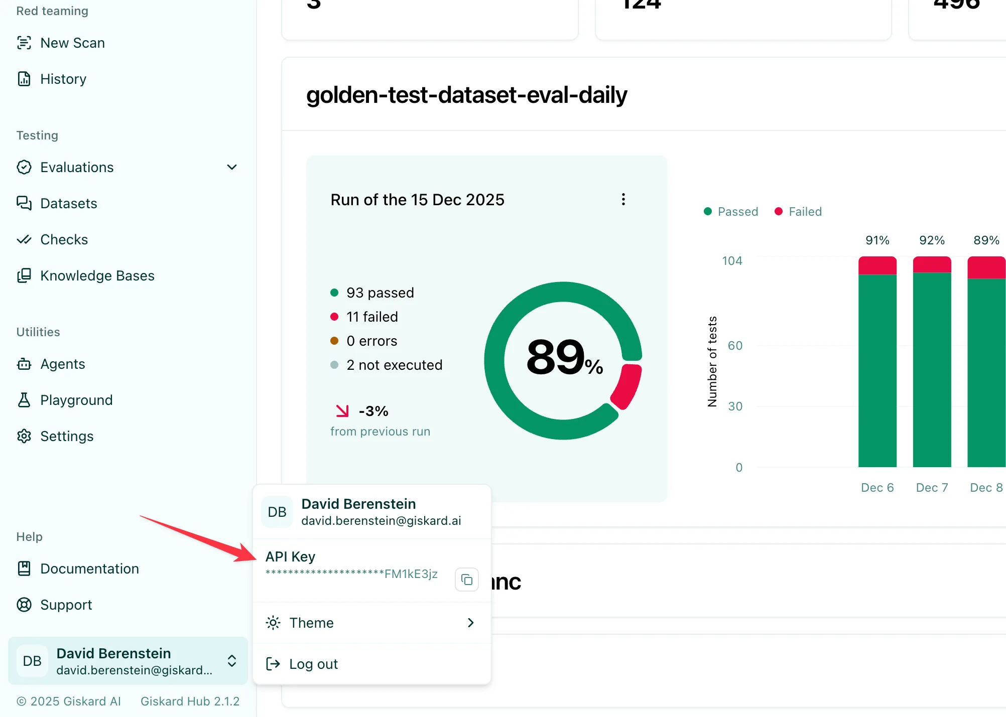 Finding your API key in the Hub UI